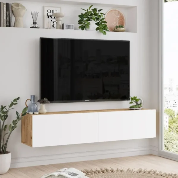 Závesný TV stolík Houseland Farfallo borovica Atlantic/biela