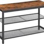 Botník s lavicou Vasagle Arvel 75 cm čierny/hnedý