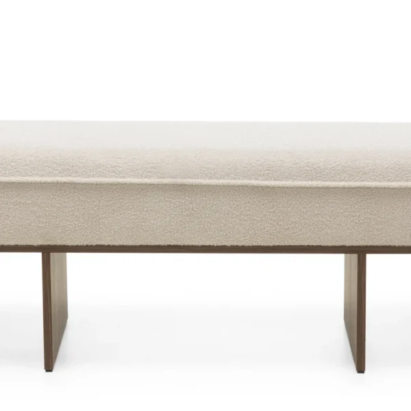 Čalúnená lavica Loppo 150 cm bouclé béžová/orech Wisconsin