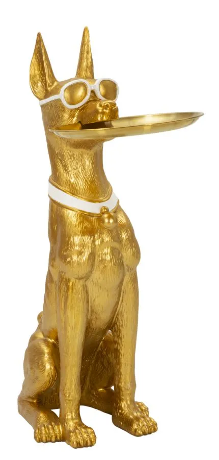 Dekoratívna socha Dog Pit s podnosom 74 cm zlatá Dekoratívna socha Dog Pit s podnosom 74 cm zlatá