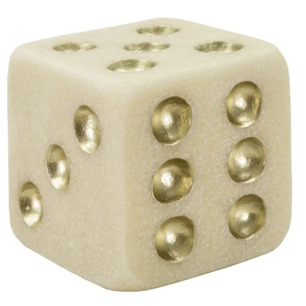 Dekoratívny doplnok Dice 12 cm biely/zlatý