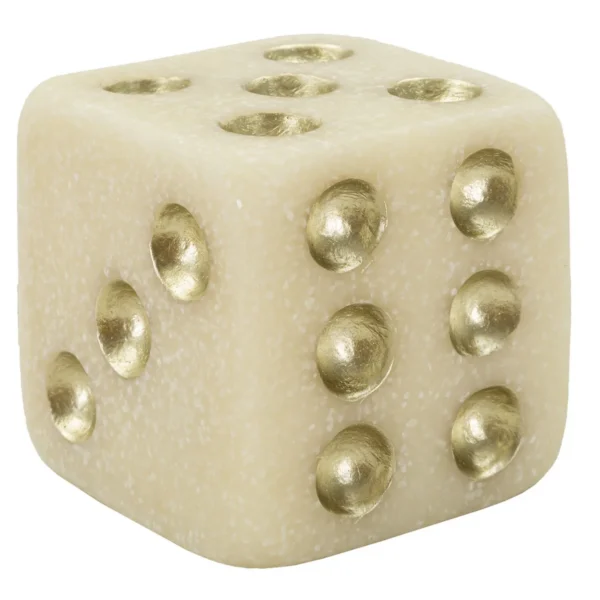 Dekoratívny doplnok Dice 8 cm biely/zlatý