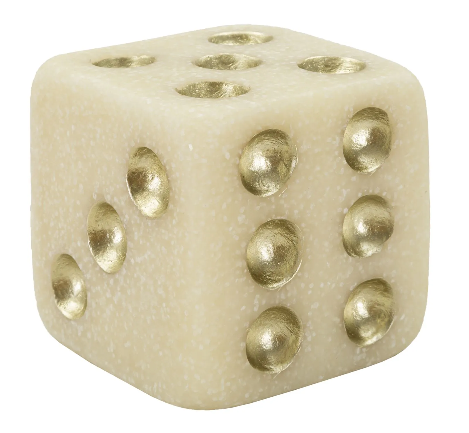 Dekoratívny doplnok Dice 8 cm biely/zlatý Dekoratívny doplnok Dice 8 cm biely/zlatý