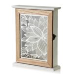 Drevená skrinka na kľúče STACY Bloom 20x6x24