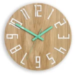 Drevené nástenné hodiny štíhle 33 cm biele/mätové/hnedé