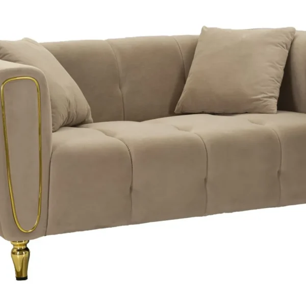Dvojmiestna pohovka Alma 155 cm taupe/zlatá