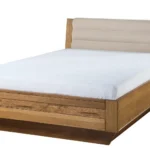 Dvoulůžková postel Velvet II 74 140x200 z masivu s LED osvětlením a roštem dub Rustikal/béžová