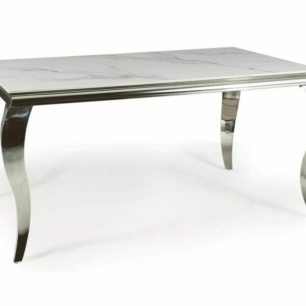 Jedálenský stôl Prince 180 cm biely mramor/chróm