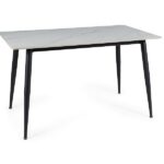 Jedálenský stôl Rion 130 cm keramika biely mramor/čierny