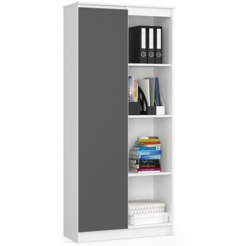 Knižnica R 80 cm CLP biela/grafit Knižnica R 80 cm CLP biela/grafit