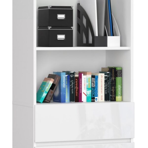 Knižnica Star 60 cm biely mat/biely lesk