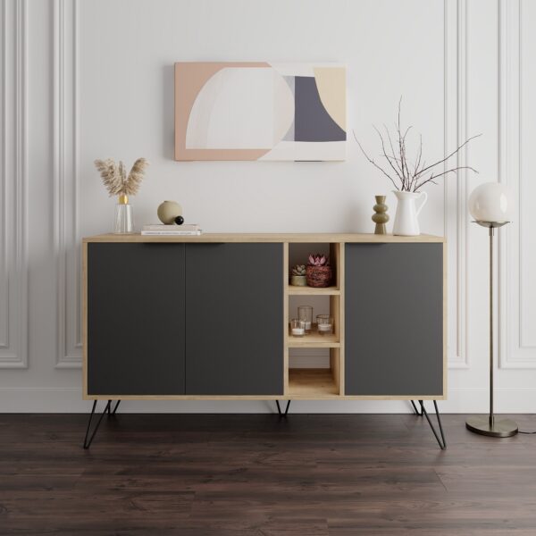 Komoda Houseland CLARA 142 cm dub prírodný/antracit