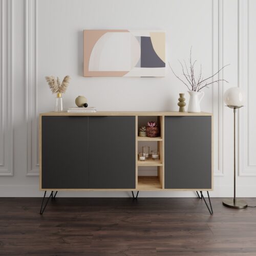Komoda Houseland CLARA 142 cm dub prírodný/antracit Komoda Houseland CLARA 142 cm dub prírodný/antracit