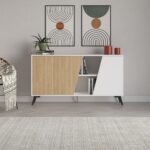 Komoda Houseland FIONA 150 cm biela/dub zafírový