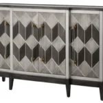 Komoda Stilig ST504 152 cm z masívu sivá/zlatá