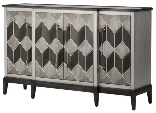 Komoda Stilig ST504 152 cm z masívu sivá/zlatá