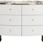 Komoda Stilig ST920 140 cm biela/zlatá/mramor