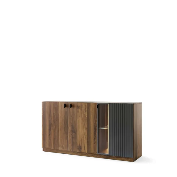 Komoda s LED osvětlením Radium 45 180 cm ořech Columbia/černá