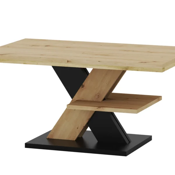 Konferenční stolek Cross 90 cm dub Artisan/černý