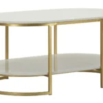 Konferenčný stolík Izmir 90 cm zlatý/mramor