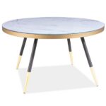 Konferenčný stolík Vegas 80 cm biely mramor/čierny
