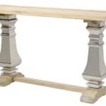Konzolový stolík Glamour 160 cm z masívu hnedý/chróm