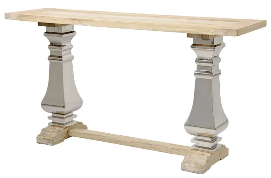 Konzolový stolík Glamour 160 cm z masívu hnedý/chróm