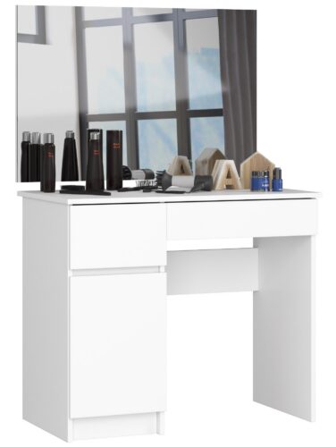 Kozmetický stolík so zrkadlom P-2 90x50 cm biely ľavý Kozmetický stolík so zrkadlom P-2 90x50 cm biely ľavý