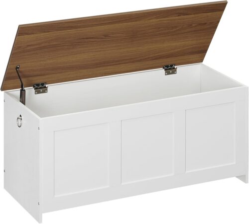 Lavica s úložným priestorom Vasagle Braisy 100 cm biela/orech Lavica s úložným priestorom Vasagle Braisy 100 cm biela/orech