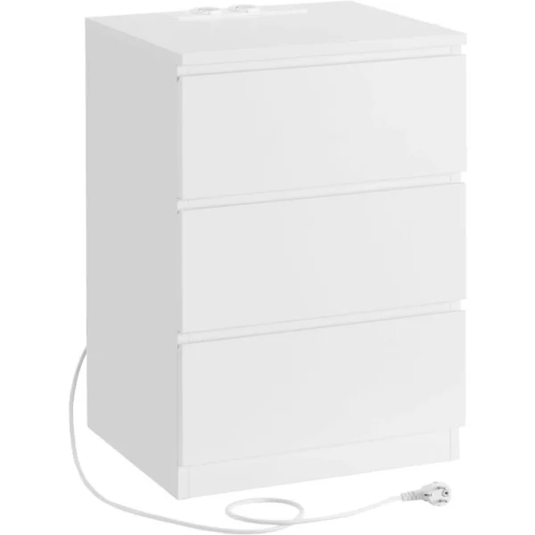 Nočný stolík Vasagle Girgo so zásuvkou a USB portmi biely