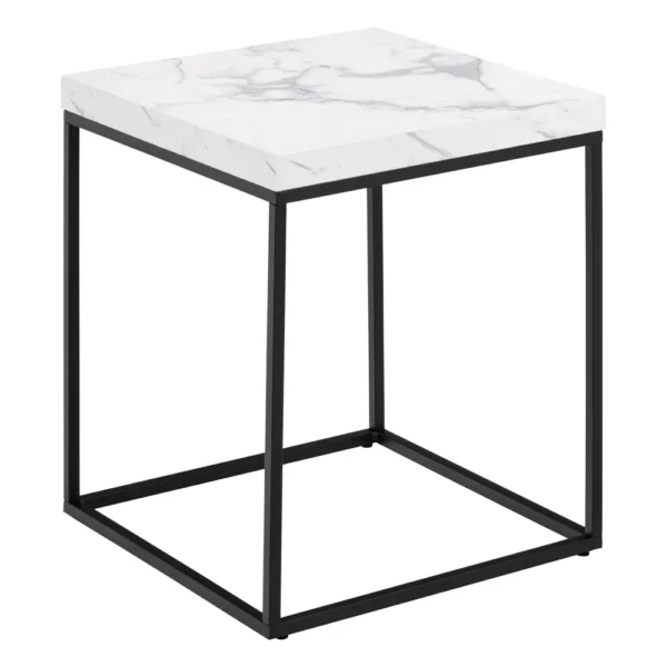 Odkladací stolík Barossa 40 cm biely mramor/čierny