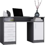 Písací stôl ADA 125 cm antracit/biely
