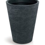 Plastový květináč TUBRAN ROUND MIDL 48 cm černý granit