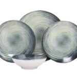 Porcelánová jedálenská súprava 24 ks Sat čierna/zelená