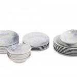 Porcelánová sada 24 ks tanierov Pearl biela/sivá