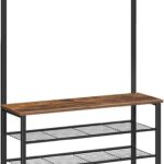 Predsieňový vešiak s botníkom Vasagle Mjora 80 cm čierny/hnedý