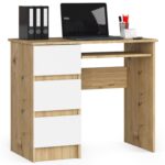 Psací stůl A-6 90cm dub artisan/bílý levý