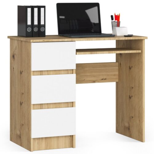 Psací stůl A-6 90cm dub artisan/bílý levý Psací stůl A-6 90cm dub artisan/bílý levý