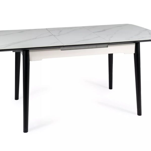 Rozkladací jedálenský stôl Apollo 120/160 cm biely mramor/čierny