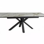 Rozkládací jídelní stůl Columbus Ceramic 160/240 cm bílý mramor/černý mat
