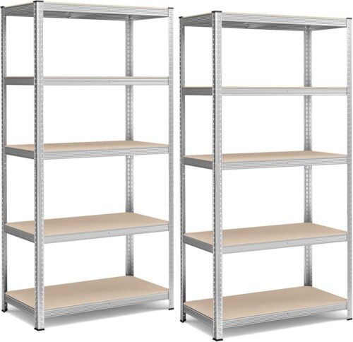 Sada 2 ks dielenských regálov Profa 200 cm strieborná/hnedá Sada 2 ks dielenských regálov Profa 200 cm strieborná/hnedá