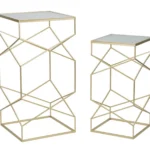 Sada 2 ks odkladacích stolíkov Glassy Coppia zlatá