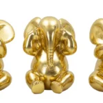 Sada 3 ks dekoratívnych figúrok Elephant zlatá