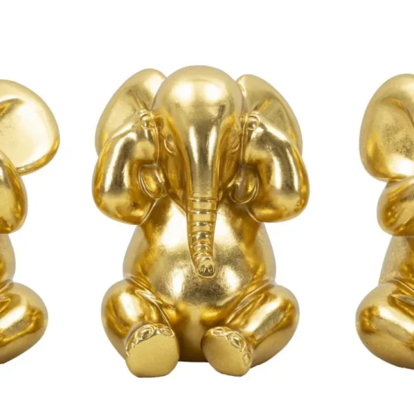 Sada 3 ks dekoratívnych figúrok Elephant zlatá