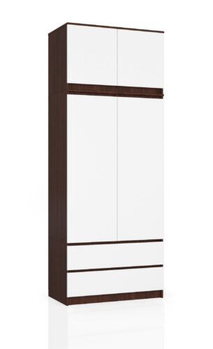 Šatníková skriňa s nadstavcom Star 90 cm wenge/biela Šatníková skriňa s nadstavcom Star 90 cm wenge/biela