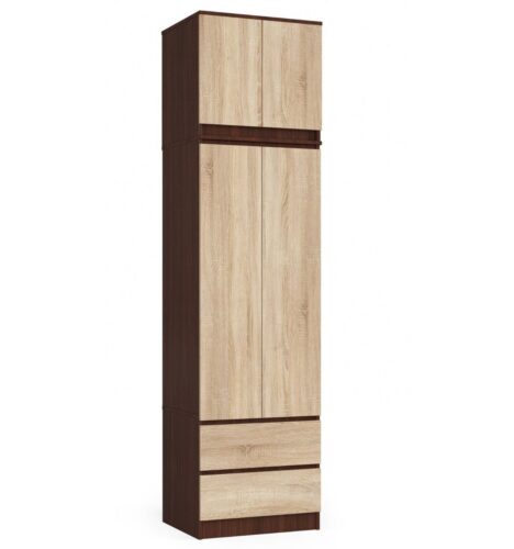 Šatníková skriňa s nástavcom Star 60 cm wenge/dub sonoma Šatníková skriňa s nástavcom Star 60 cm wenge/dub sonoma