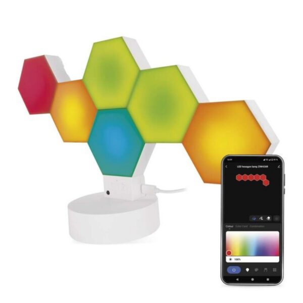 Stolová LED lampa GoSmart Hexagon 6 dielov viacfarebná/biela
