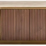 TV stolek Stilig ST916 200 cm ořech/travertin/zlatý