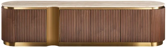 TV stolek Stilig ST916 200 cm ořech/travertin/zlatý