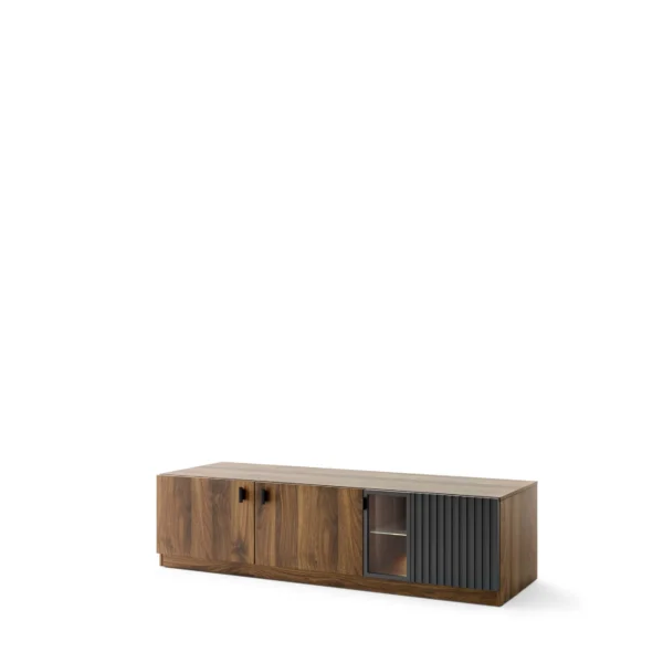 TV stolek s LED osvětlením Radium 25 180 cm ořech Columbia/černý